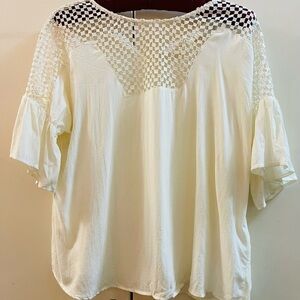 H&M Blouse Tank Top Ivory Ruffle Short Sleeves Sz 2